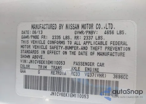 2014 Infiniti Q60 Journey из США, поврежденный, VIN JN1CV6EK1EM110053